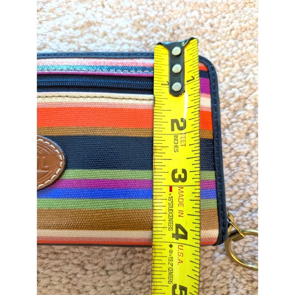 Fossil Multi Color Striped Canvas Zip Around Clutch Wallet